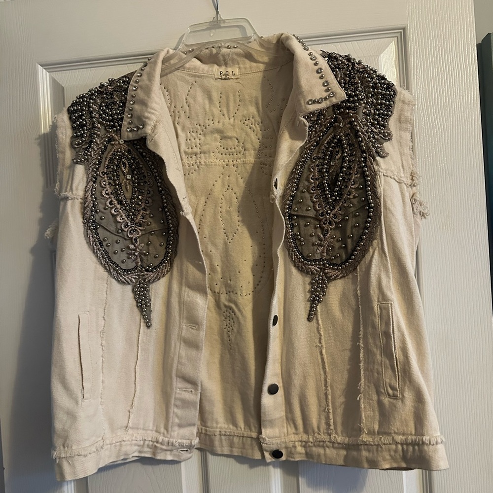 POL Cream Beaded vest